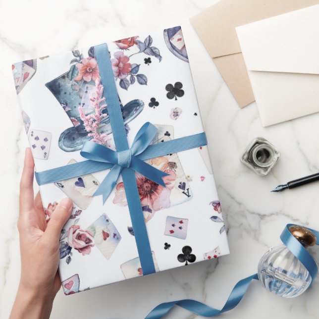 Papel De Presente Padrão da Alice no País das Maravilhas (Presentear)