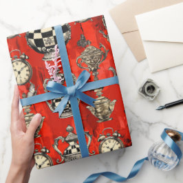 Papel De Presente Padrão da Alice no País das Maravilhas