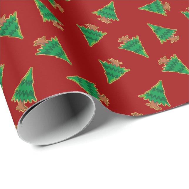 Papel De Presente Padrão da árvore de Natal (Ponta do rolo)