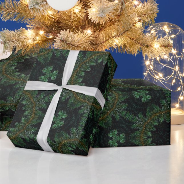 Papel De Presente Padrão da árvore do pinheiro (Feriados)