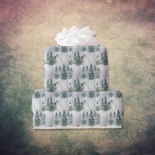 Papel De Presente Padrão da árvore do pinheiro que cobre a neve do i (Criador carregado)