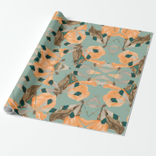 Papel De Presente Padrão da borboleta da mariposa Luna