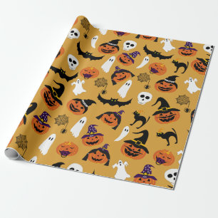 Papel De Presente Padrão da família Jack o Lantern