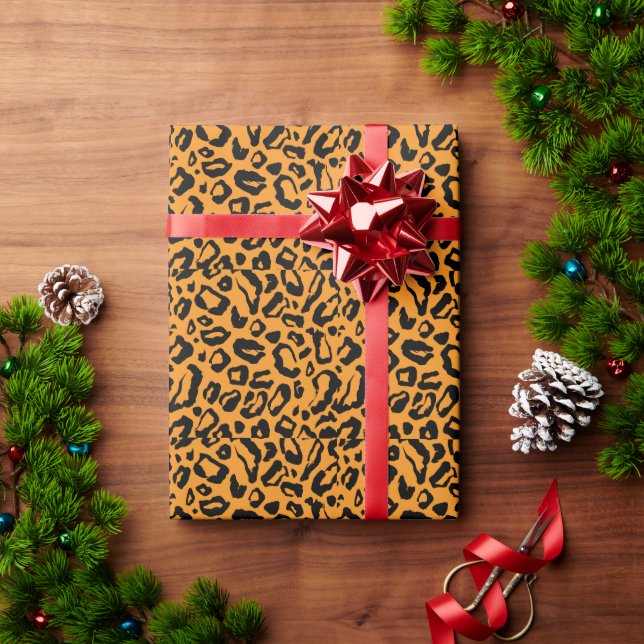 Papel De Presente Padrão da pele do leopardo (Presente de Natal)