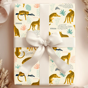 Papel De Presente Padrão da selva tropical africana de Gatos-Leopar