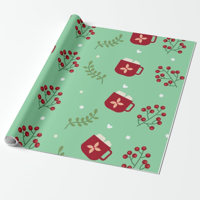 Papel De Presente Padrão da taça para o Natal (Desenrolado)