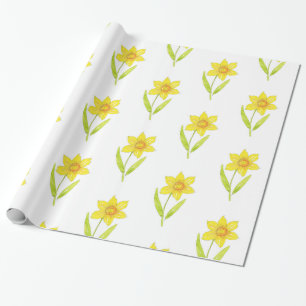 Papel De Presente Padrão Daffodil 2 da Aquarela
