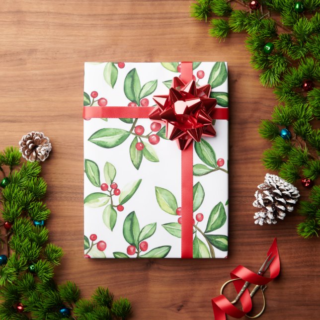 Papel De Presente Padrão das bagas de inverno (Presente de Natal)
