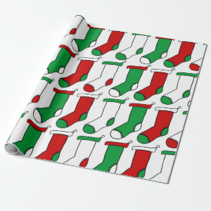 Papel De Presente Padrão das existências de Natal Vermelho e Verde