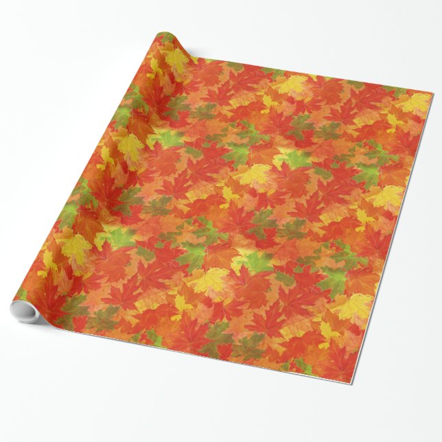 Papel De Presente Padrão das folhas de outono (Desenrolado)