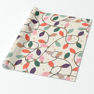 Papel De Presente Padrão das luzes da string de feriado retrô
