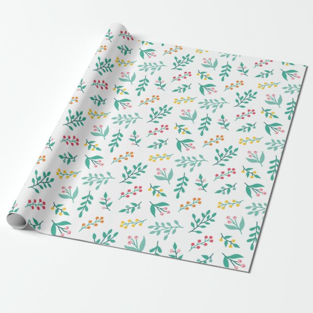 Papel De Presente Padrão das Ramificações Festivas (Desenrolado)