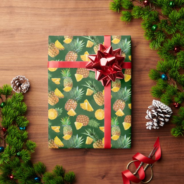 Papel De Presente Padrão de Abacaxi 9 (Presente de Natal)