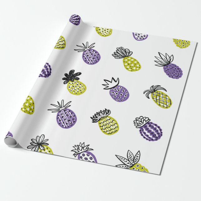 Papel De Presente Padrão de abacaxi sem costura (Desenrolado)