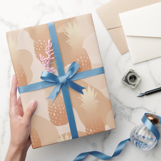 Papel De Presente Padrão de Abacaxis Dourados (Presentear)