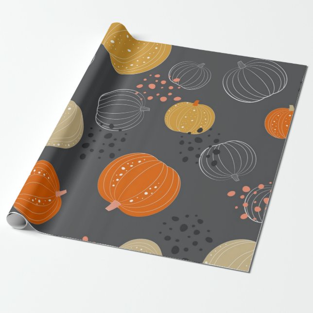 Papel De Presente Padrão de abóbora (Desenrolado)