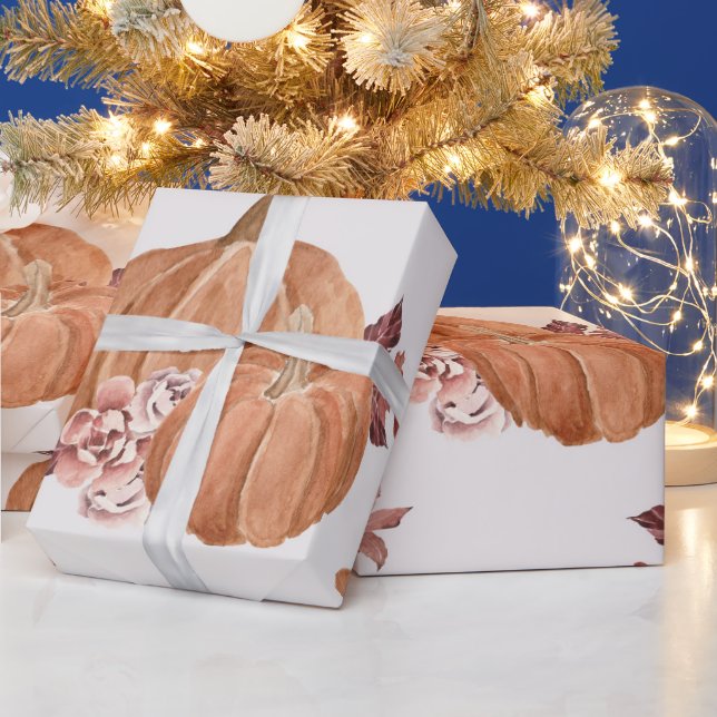 Papel De Presente Padrão de Abóbora de outono (Feriados)