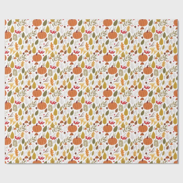 Papel De Presente Padrão de Abóbora de Outono (Aberto)