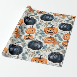 Papel De Presente Padrão de Abóbora do Halloween