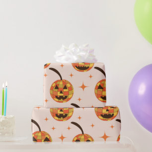 Papel De Presente Padrão de Abóboras de Halloween Groovy Disco