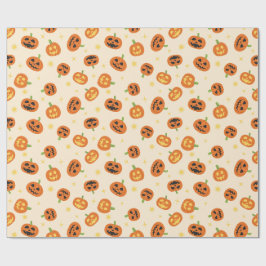 Papel De Presente Padrão de Abóboras de Halloween Jogadas em creme s