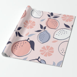 Papel De Presente Padrão de abstrato Citros de Limão e Laranjas em P