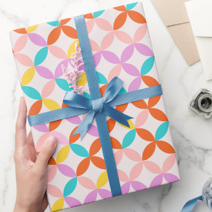 Papel De Presente Padrão de Abstrato Colorido do Meio século Retroat