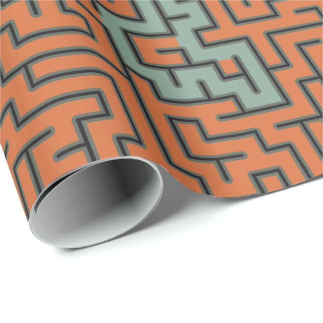Papel De Presente Padrão de Abstrato de Artística Geométrica Retroat (Ponta do rolo)