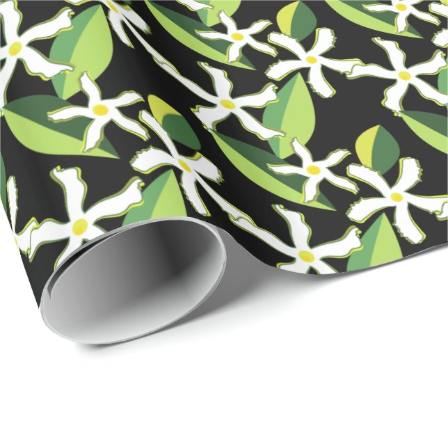 Papel De Presente Padrão de Abstrato Floral Retro Jasmine (Ponta do rolo)