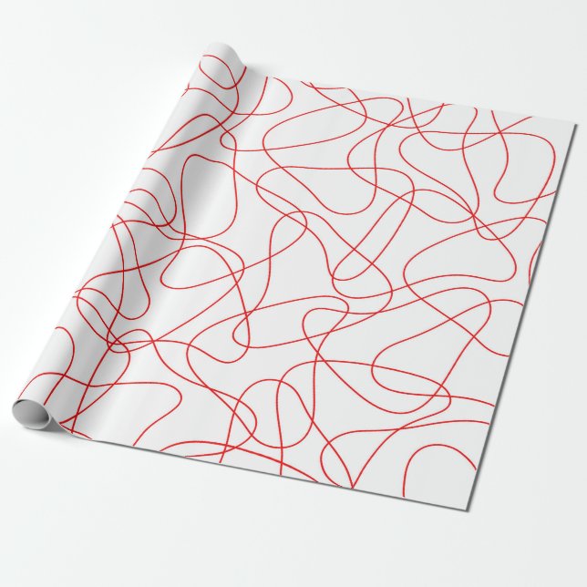 Papel De Presente Padrão de Abstrato - vermelho e branco. (Desenrolado)