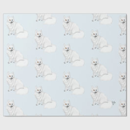 Papel De Presente Padrão de aerógrafo adorável da raposa-do-ártico a