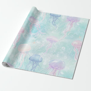 Papel De Presente Padrão de Água Sonhadora com Água-Marinha (2)
