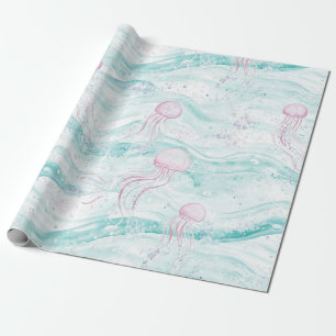 Papel De Presente Padrão de Água Sonhadora com Água-Marinha (4)