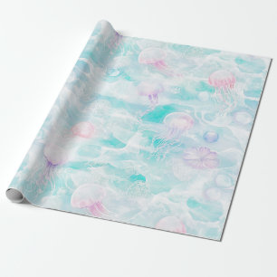 Papel De Presente Padrão de Água Sonhadora com Água-Marinha (5)