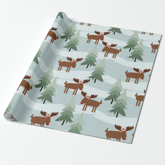 Papel De Presente Padrão de alce de Natal bonito (Desenrolado)