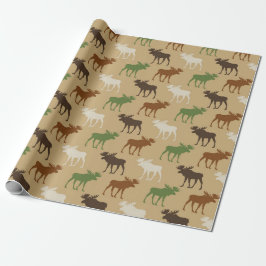 Papel De Presente Padrão de Alce Rústico