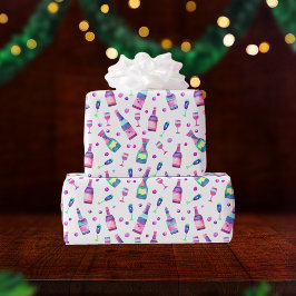 Papel De Presente Padrão de Álcool Aquarela | Branco