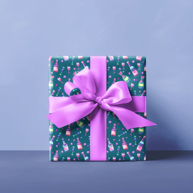 Papel De Presente Padrão de Álcool de Aquarela | Escuro (Criador carregado)