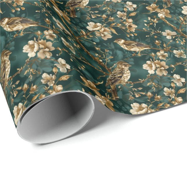 Papel De Presente Padrão de amantes de pássaros azulejados fofos (Ponta do rolo)