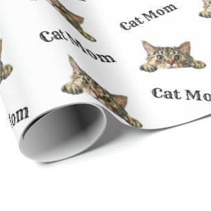 Papel De Presente Padrão de American Bobtail em aquarela para Mãe de