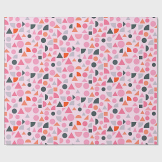 Papel De Presente Padrão de Amor Geométrico em Creme, Rosa, Lilás