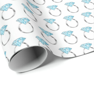 Papel De Presente Padrão de Anel de Casamento de Noivado Diamond