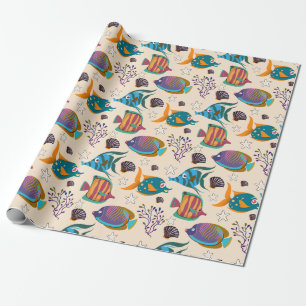 Papel De Presente Padrão de animais aquáticos vida submarina do