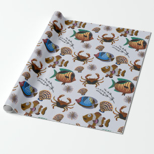 Papel De Presente Padrão de animais aquáticos   vida submarina do 