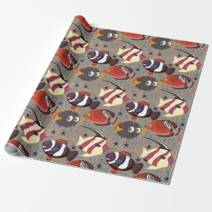 Papel De Presente Padrão de animais aquáticos vida submarina do oc
