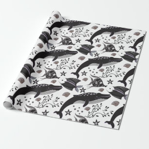 Papel De Presente Padrão de animais aquáticos vida submarina do oc