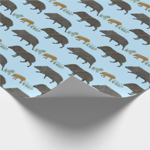 Papel De Presente Padrão de Animais do Deserto do Retrato da Famíl