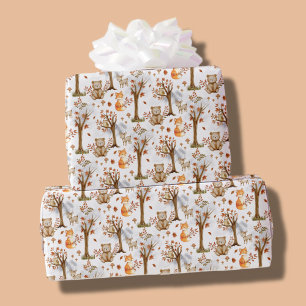 Papel De Presente Padrão de Animais Fofos da Floresta