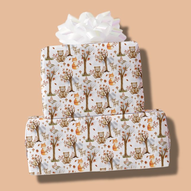 Papel De Presente Padrão de Animais Fofos da Floresta (Criador carregado)
