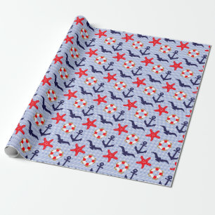 Papel De Presente Padrão de Animais Marinhos em Aquarela